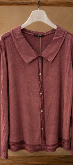 Blouse met kraag voor en achter bordeaux Elza - 192623