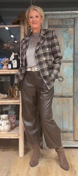 Geruite blazer bruin Evy - 191575