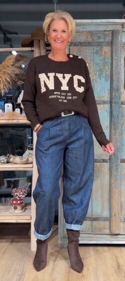 Raw denim ballon jeans no stretch - Bibi