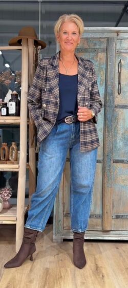 Geruite blazer donkerblauw Evy - 191576