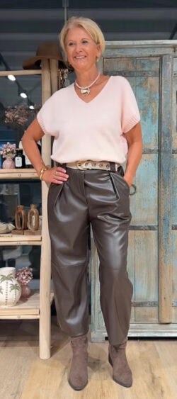 ✔️Leatherlook bandplooi culotte bruin - Evy 191616