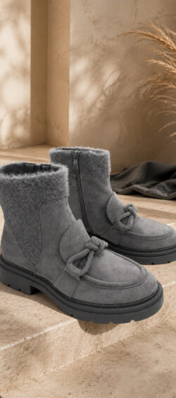 Grijze warme loafer boots voering