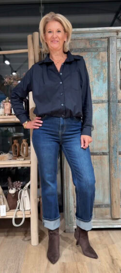 Ballon blouse donkerblauw - Evy 190300