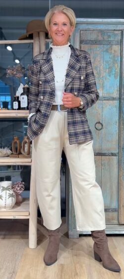 Geruite blazer donkerblauw Evy - 191576