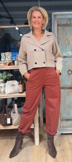 Kort blazer vest taupe - Evy 190122