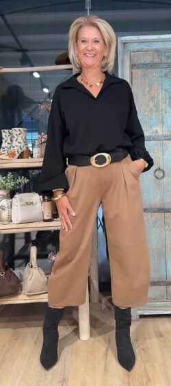 Bandplooi culotte camel - Evy 191367