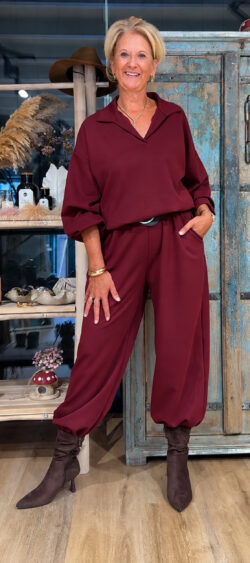 Jasmine broek met elastische zoom bordeaux - Bibi 190680