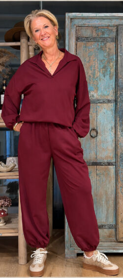 Jasmine sweater met elastische zoom bordeaux - Bibi 190685