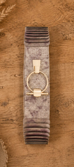 Elastische riem vintage goud extra breed met ronde gouden gesp - Renske 191622