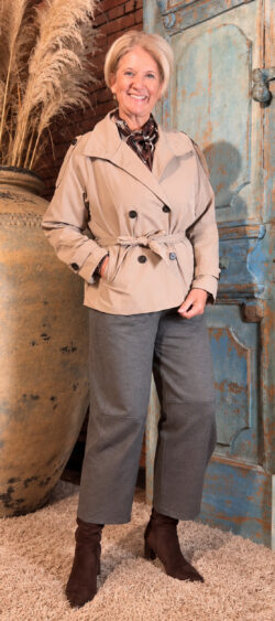 LAATSTE! Midi trenchcoat taupe - Evy 190484.