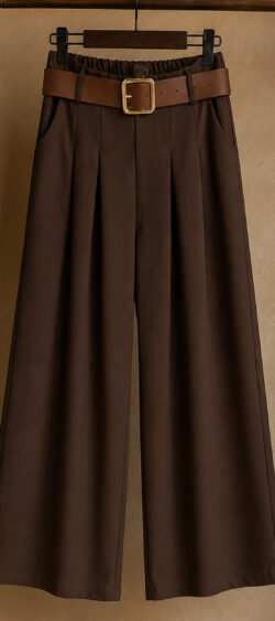 Bandplooi pantalon bruin - Evy 190373