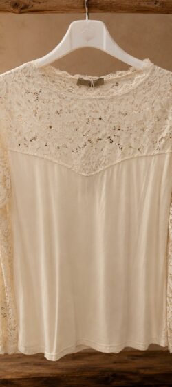 Shirt met kanten mouw ecru Elza -
