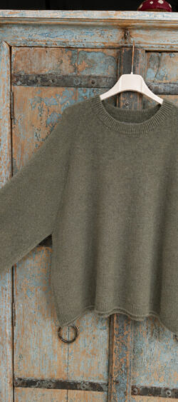 Wollige oversized pullover 3/4 mouw khaki - Elza