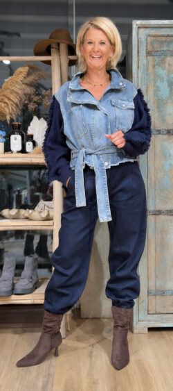 Jeans jack met gebreide mouwen - Nana 190322