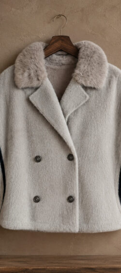 Knit fur vlinder jack met afneembare kraag - Nana 190325