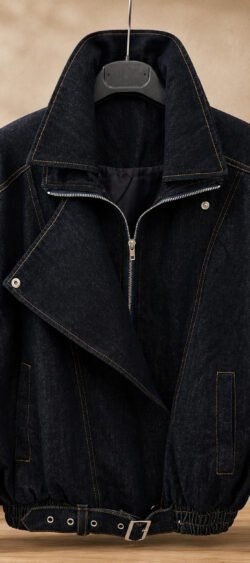 Raw denim biker jack