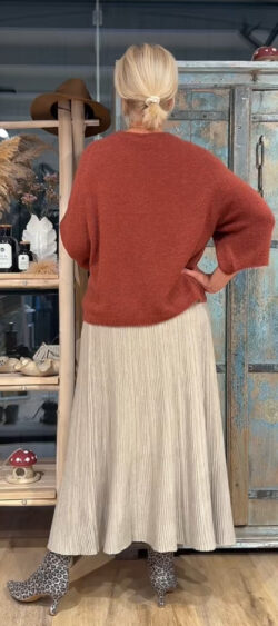 Wollige oversized pullover 3/4 mouw terra - Elza 190467