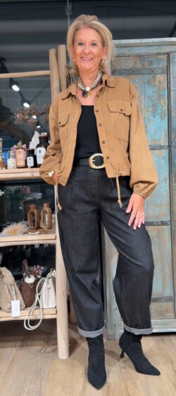 Babyrib blouson blouse Camel - Bibi 194976 (22 september op voorraad, je kunt al bestellen)