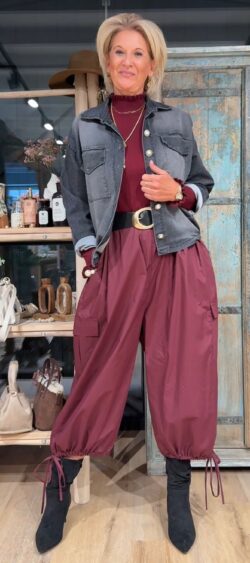 Cargo ballon broek bordeaux poppelin - Evy 191353