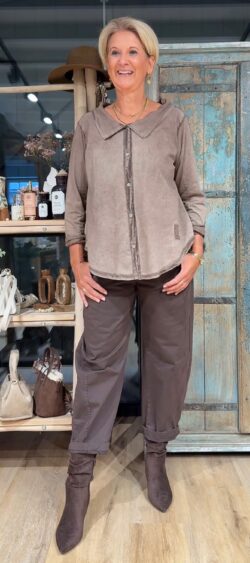 Blouse met kraag voor en achter bruin Elza - 192621
