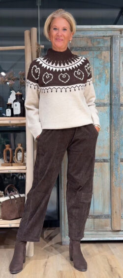 Noorse turtle trui beige/bruin Evy - 196285.