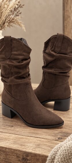 Halfhoge laars met plooischacht bruin - T339 (29 september op voorraad, je kunt al bestellen)
