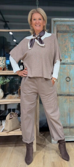 Oversized pullover korte mouw taupe - Ailan 196348