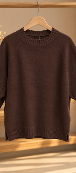 Pullover met overslag mouw bruin - Bibi 196297.
