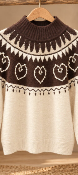Noorse turtle trui beige/bruin Evy - 196285