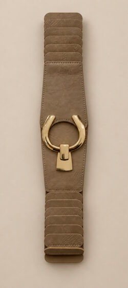 Elastische riem taupe met gouden C gesp - 195150