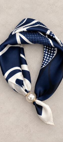 Kraalsjaal print donkerblauw/off white