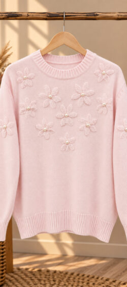 Pullover pearl flower roze Evy - 194939