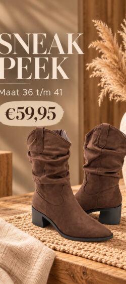 Halfhoge laars met plooischacht bruin - T339