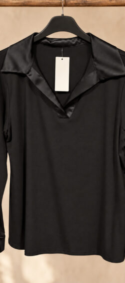Basic polo longsleeve zwart Ailan - 195075