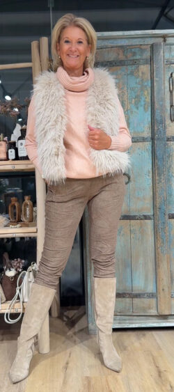 Babyrib aangesloten stretchbroek taupe/bruin - Bibi 195351