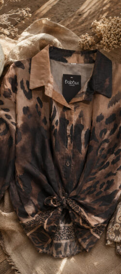 Transparant blouse leopard bruin/camel Evy - 192802