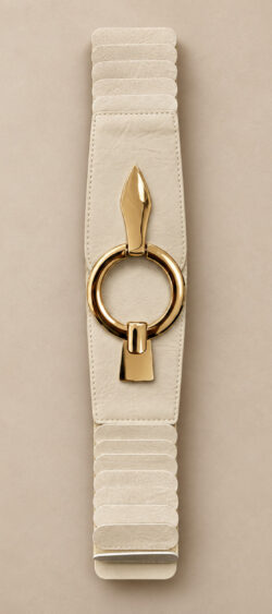 Beige elastische riem met ronde gouden gesp ᛫ 2 maten ᛫ Mica