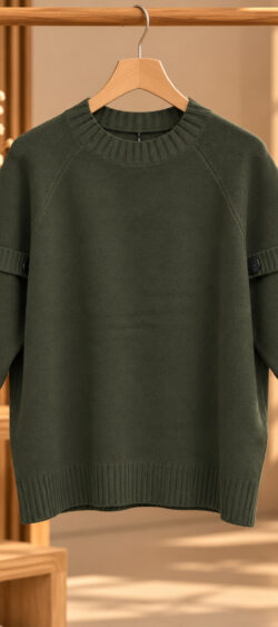 Pullover met overslag mouw khaki - Bibi 196302.