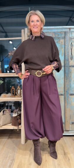 Pullover met overslag mouw bruin - Bibi 196297.