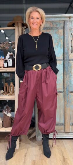 Pullover met ribbel pofmouw zwart Evy - 191375