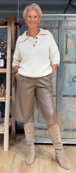 Leatherlook jort taupe Evy - 192668 (8 september op voorraad, je kunt al bestellen)
