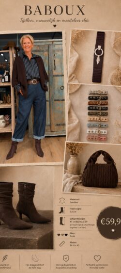 192847. Outfit met gestreepte blouse, raw denim en bruin wollig vest.