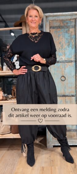 Shirt met kanten mouw zwart Elza - 192619