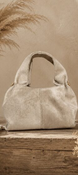 Suedine handtas beige Lily - 192816