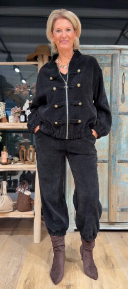 Velours military vest zwart - Bibi 192809