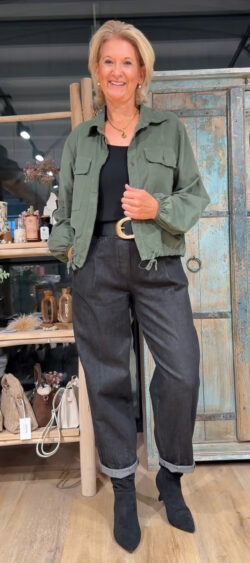 Babyrib blouson blouse khaki - Bibi 194974 (22 september op voorraad, je kunt al bestellen)