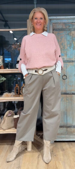 Bandplooi culotte taupe/zand - Evy 191366.