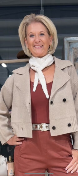 Trendy gebreide mini sjaal beige - Renske