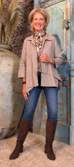 A-lijn laagjes blouse poppelin taupe - Evy 195509