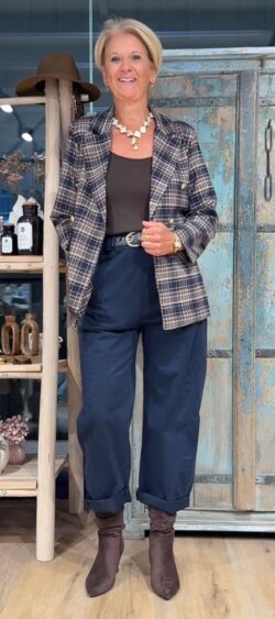 Geruite blazer donkerblauw Evy - 191576